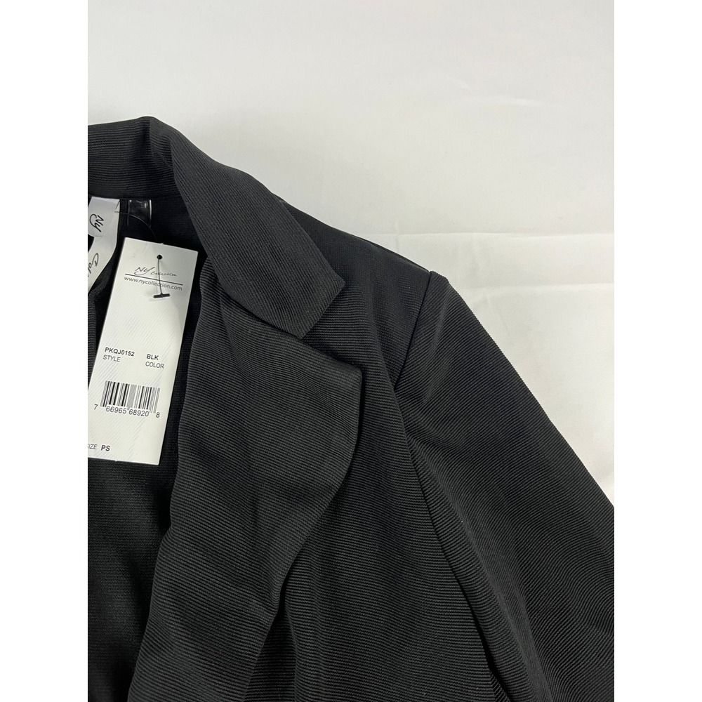 NY Collection Black Textured Single Button Blazer‎ Jacket PS